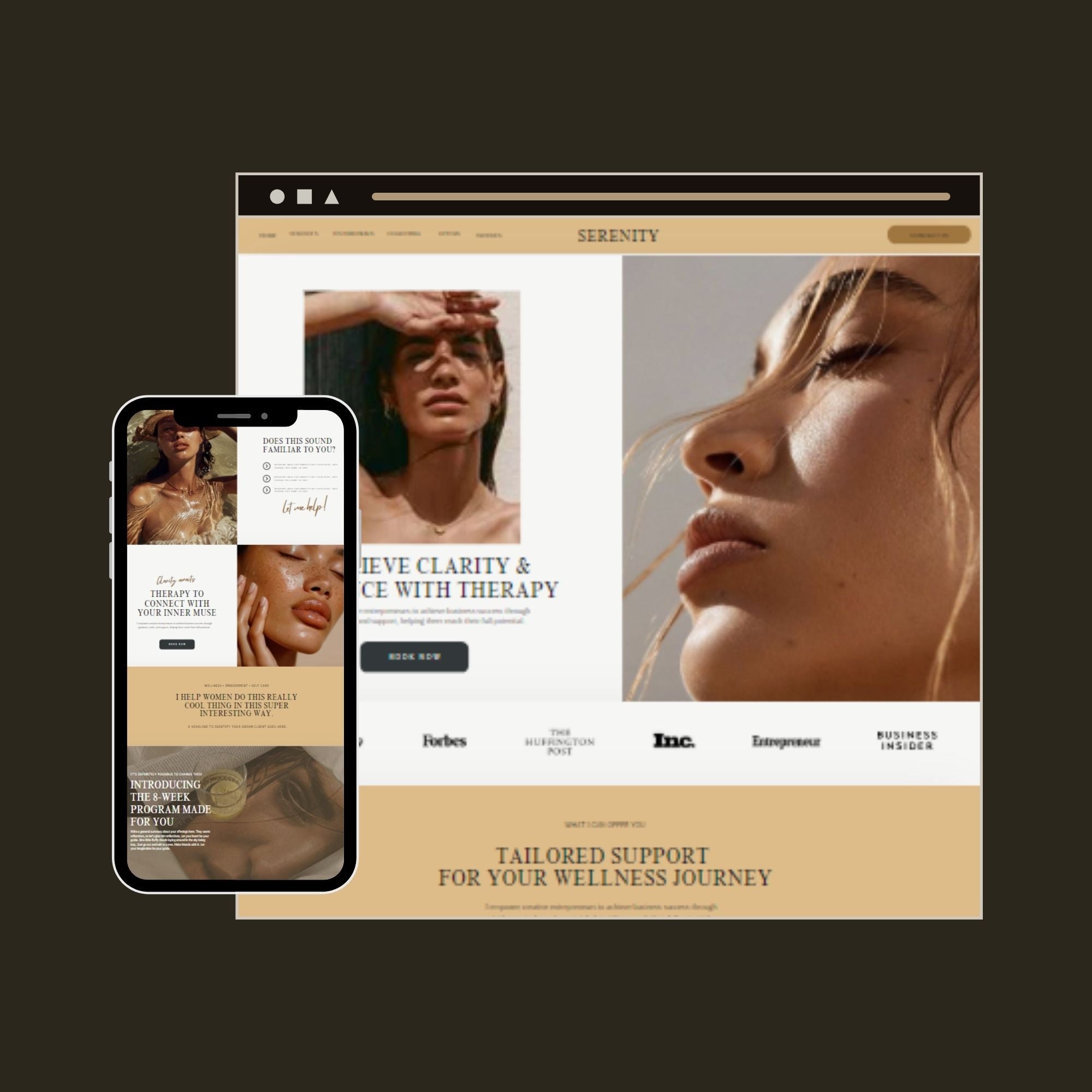 Therapist Website Template – Coaching Business Landing Page and One-Page Website Design.